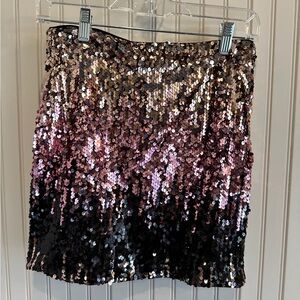 Forever 21 Pink and Black Sequin Mini Skirt